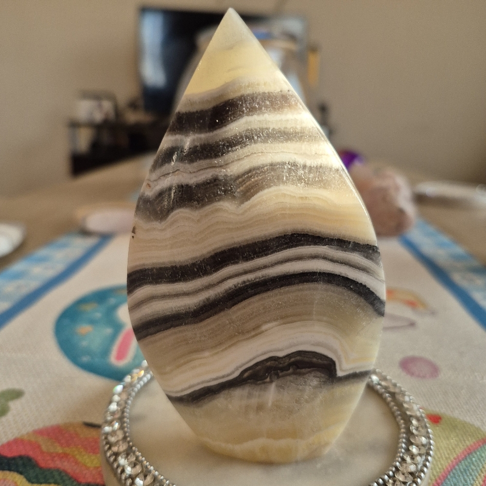 Natural Zebra Calcite Crystal Point Stand-up Freeform #2